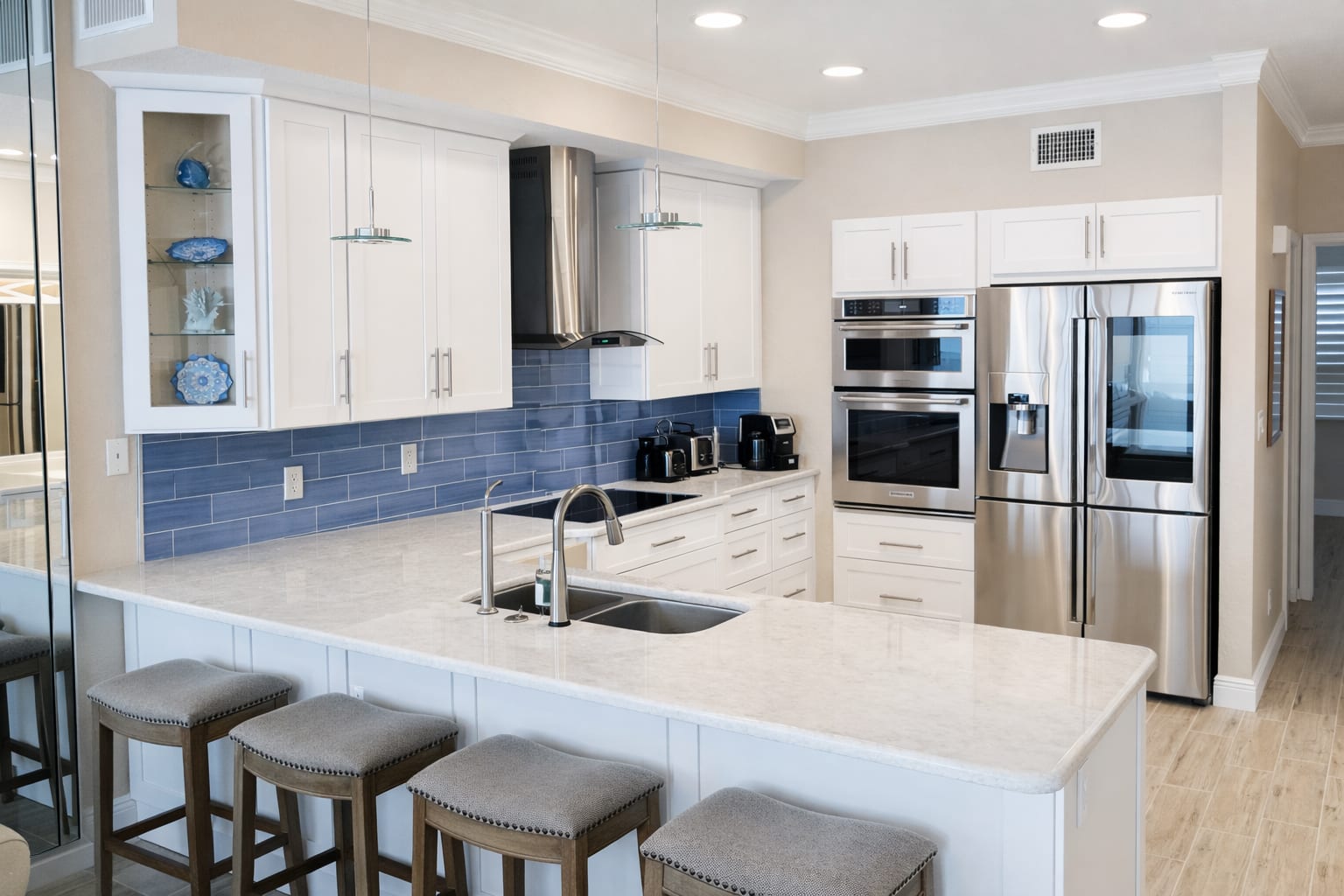 Finished kitchen cabinets